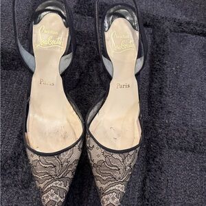 Christian Louboutin Black Lace Women's Shoes
